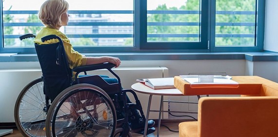 A woman on a wheelchair  