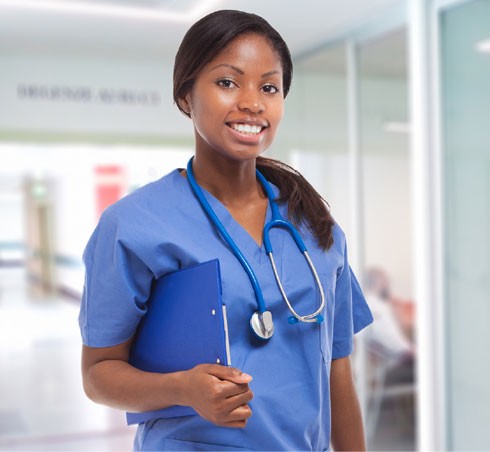 A nurse smiling